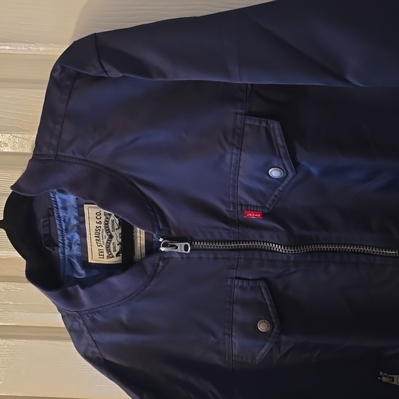 LEVIS BRAND MEN'S NAVY BLUE NYLON FRONT ZIPPERED JACKET SIZE XL - Picture 7 of 16